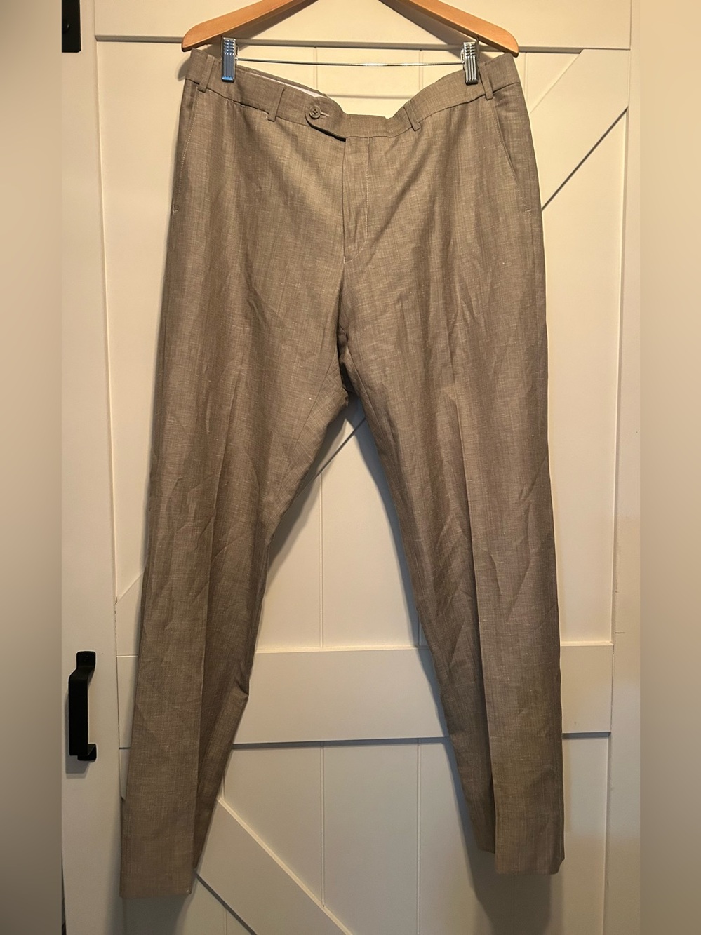 6 East by Ballin Vitale Barberis Canonico Luxury Flat Front Linen&Wool Trousers